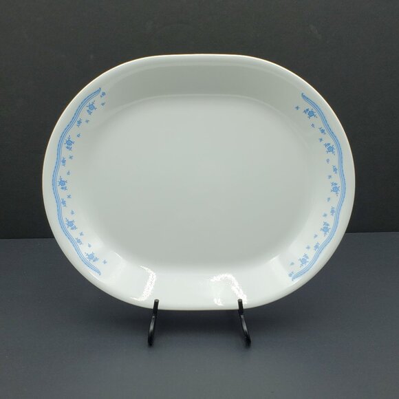 Corelle Morning Blue Platter Corning Blue Floral Oval Serving Plate - Picture 3 of 6